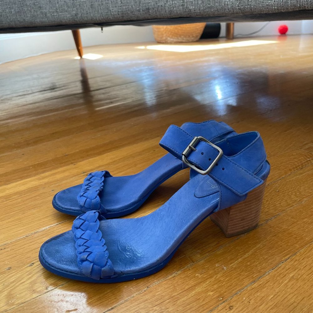 Topshop Block Heel Braided Sandals, Blue, Size 40